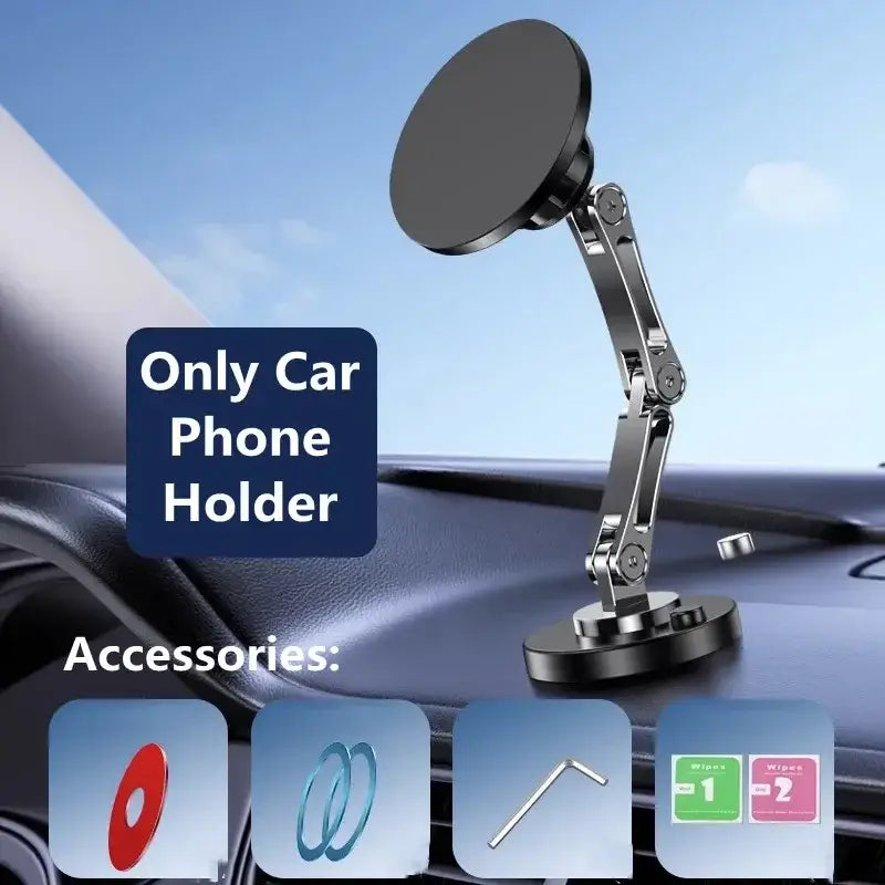 Cargador inalámbrico para coche magnético plateado para iPhone 15 14 13 12 con brazo articulado y base con ventosa para un montaje seguro
