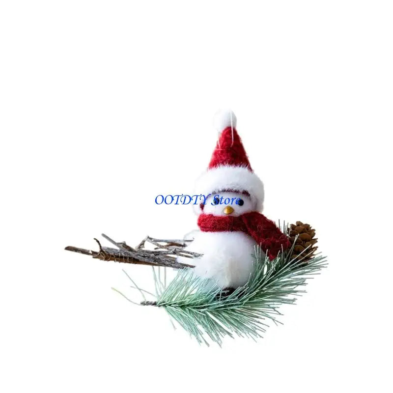 367A Holiday Couple Bird Decors Foam Craft With Santa Hat Seasonal Display Accent