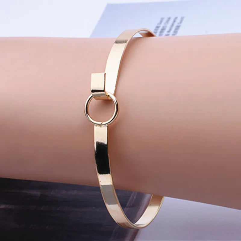 Matte Bangles Fashion Double Ring Bracelet Female Metal Bracelet  New Fashion Korean Jewelry Wholesale - A Single Price