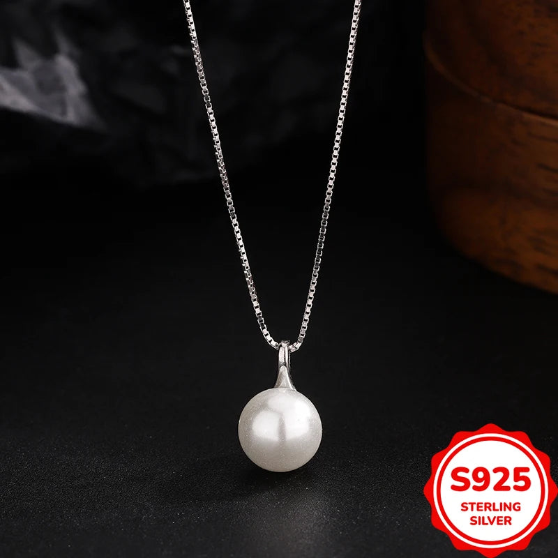 Simple, Fashionable and Versatile Authentic S925 Silver Pearl Pendant Women's Necklace
