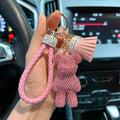 Personalized Diamond Studded Small Violent Bear Key Chain Cute Dynamic Rope Tassel Car Key Chain Exquisite Gift Pendant