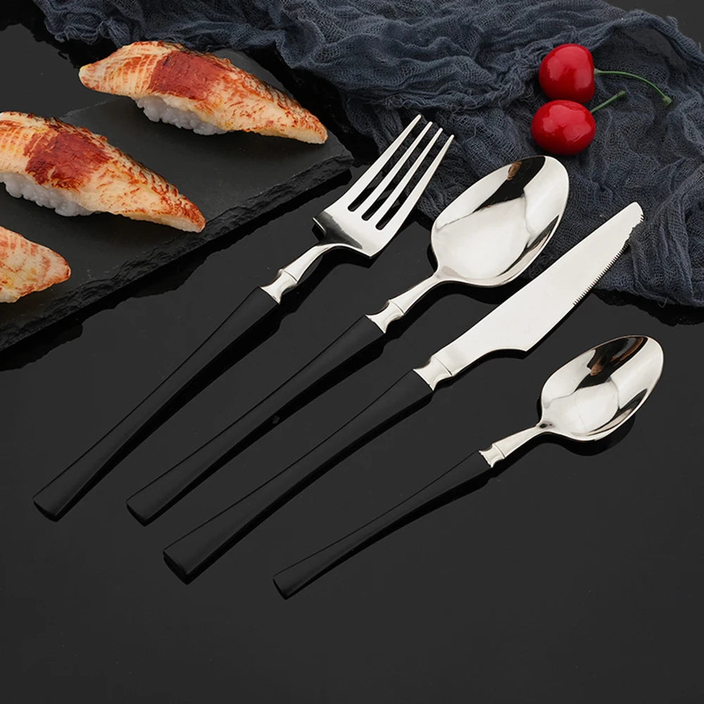 4Pcs Silver Dinnerware Cutlery Set Stainless Steel Tableware Dessert Tea Spoon Dishwasher Safe for Home Dining Room Kitchenware