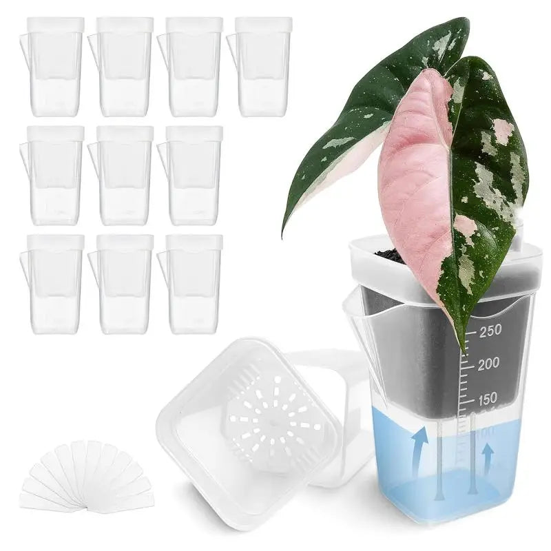 5Pcs Self Watering Plant Pots Plants Double-Layer Flower Pots Planters Drainage Hole Reservoir Seedling Nursery Pot Gift