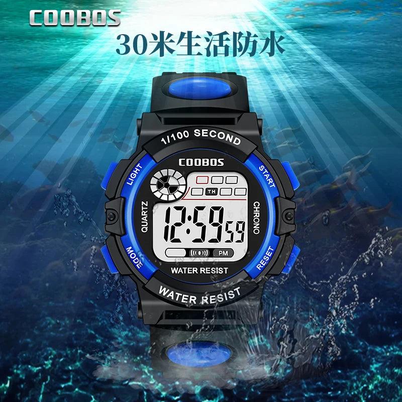 Multifunctional Digital Watch For Kids Boys Girls 30M Waterproof Sport LED Electronic Wristwatch Fashion Luminous Children Watch