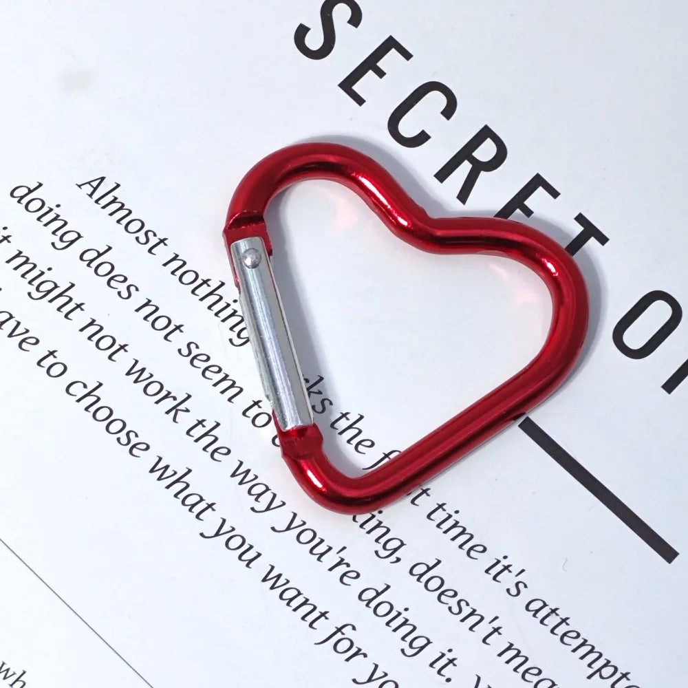 Travel Kit Accessories Outdoor Keyring  Heart-shaped Aluminum Carabiner Key Chain Clip Water Bottle Buckle Keychain Bag Hanging