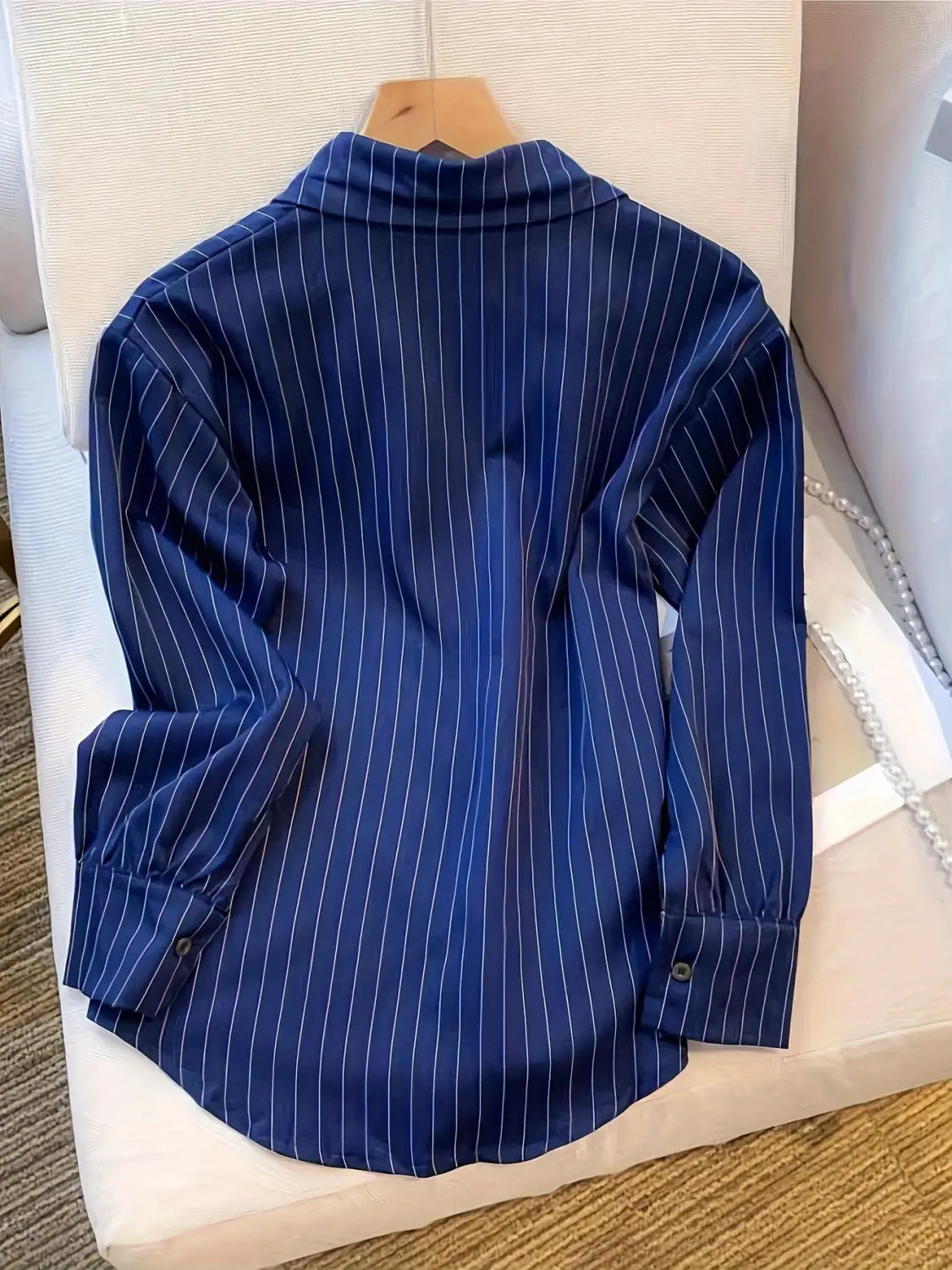 Striped Long Sleeve Shirt for Women, Autumn and Spring Design Sense Minority Commuting Blouse, High-End Top