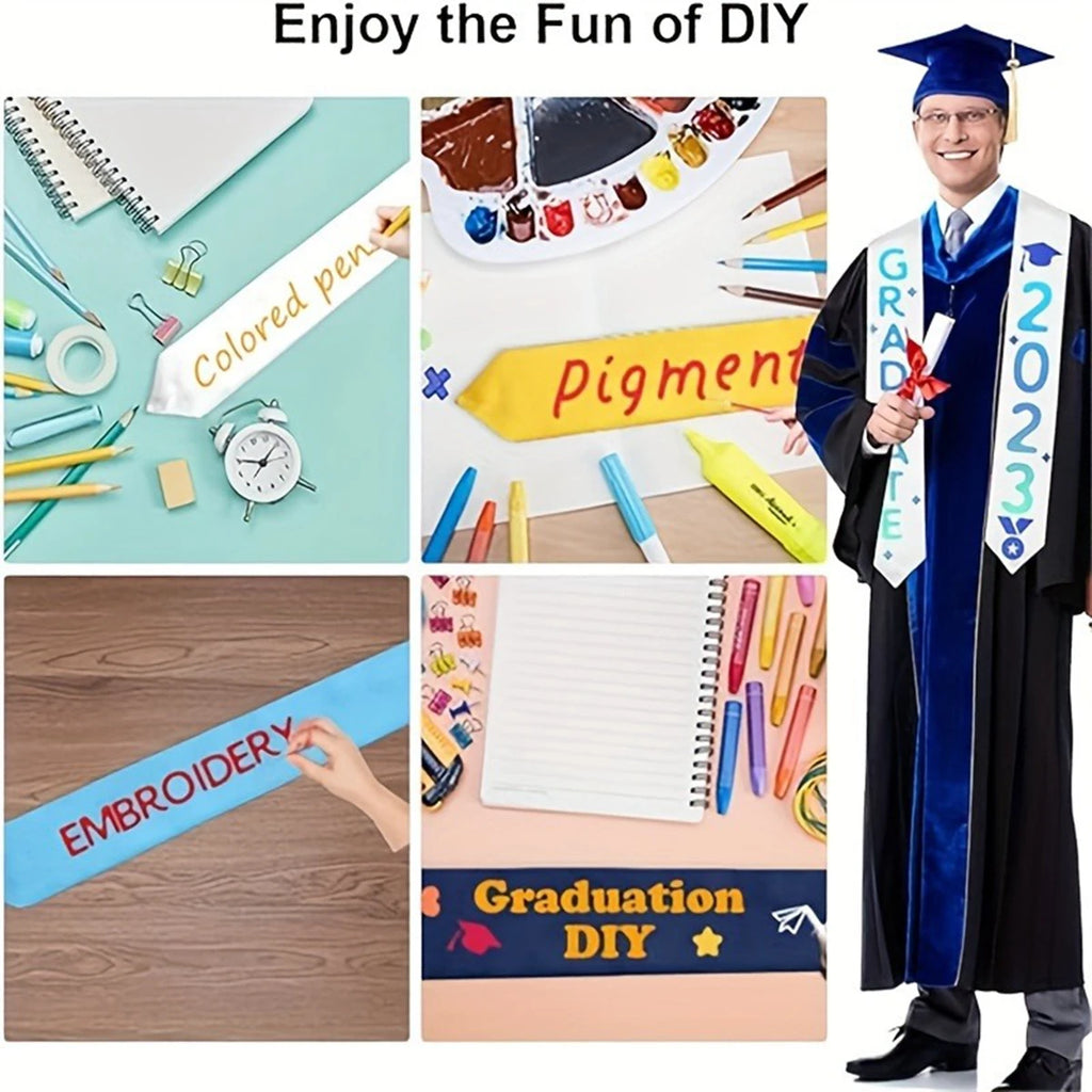 1 PC Plain Graduation Stole Satin Graduation Stoles Polyester Graduation Sash for Graduation Ceremony Degree Conferment Ceremony