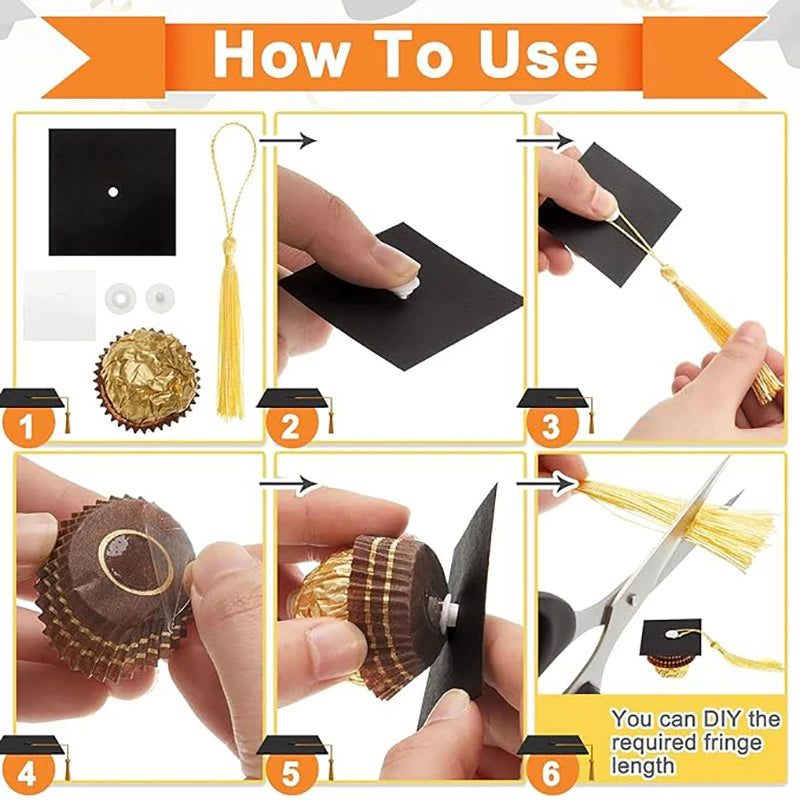 Graduation Cap Chocolate Decoration 2025 Graduation Party Set for Chocolates Candies Dessert Cupcake Decorations