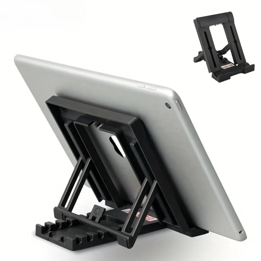 1pc Heavy Duty Foldable Tablet & Panel PC Stand with Rugged Clip Holder, Portable Desktop Mount Bracket Compatible for iPad