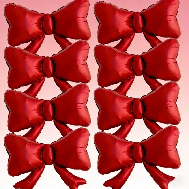 8pcs Red Bow Balloon Set Wedding Birthday Bachelorette Party Decoration Valentine's Day Supplies Festival Photography Props