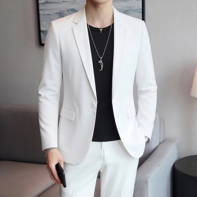 Men's Slim Fit Blazer 18 Colors Casual Business Suit Jacket One Button Notched Lapel Formal Dress Blazer for Wedding Party W