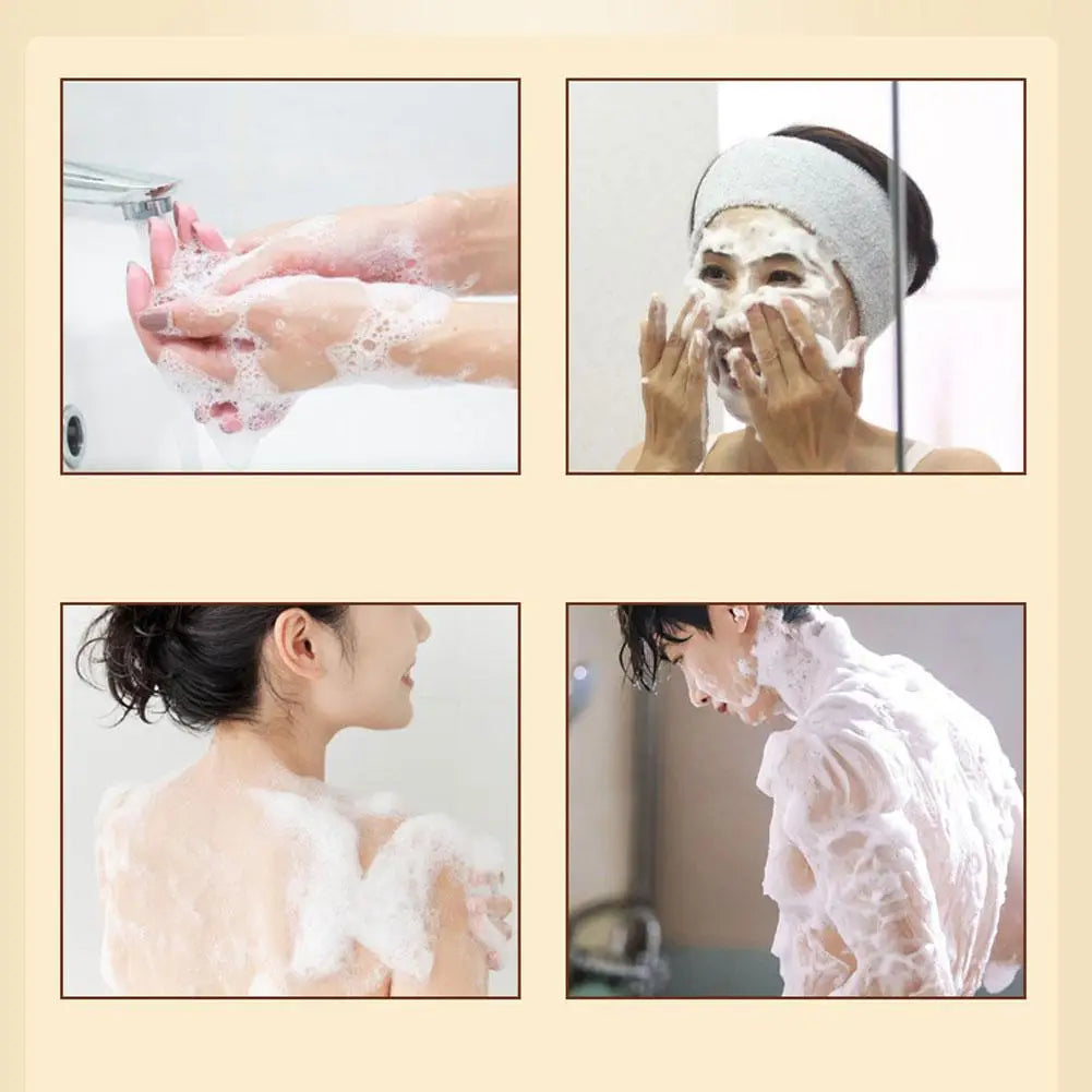 Une barre de savon herbal blanche et mousseuse créant une mousse abondante pour un lavage efficace des mains, le nettoyage du visage et le lavage du corps afin de réduire les odeurs corporelles