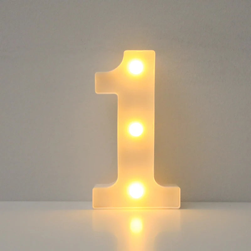 Alphabet LED Letter Lights Luminous Number Lamp Battery Night Light for Wedding Birthday Christmas Party  Home Decoration