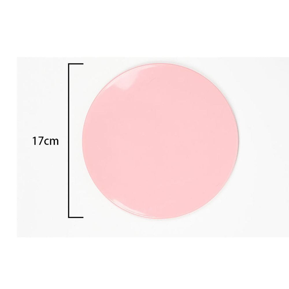 a smooth pink circular core sliders fitness gliding disc with a 17cm diameter and glossy finish designed for abdominal training