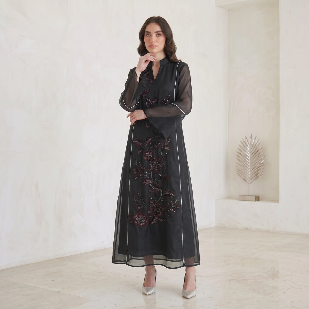 Aiyu Nuex Abaya Woman Traditional Chinese Style Peony Women's Traditional Dresses and Abayas Embroidery Long Loose Kaftan