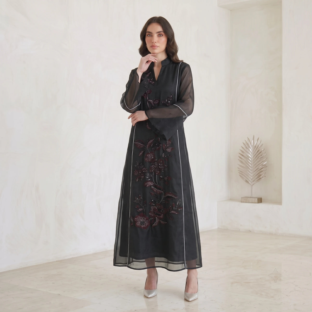 Aiyu Nuex Abaya Woman Traditional Chinese Style Peony Women's Traditional Dresses and Abayas Embroidery Long Loose Kaftan