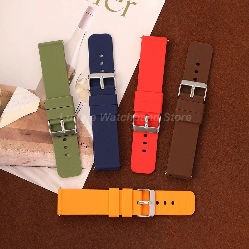 Men Women Fashhion Casual Silicone Wrist Strap 12 14 16 18 20 22 24mm with Quick Release Spring Bar Durable Smartwatch Band