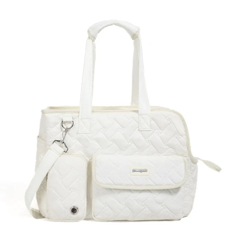Portable Pet Carrier Bag for Outdoor WalkingBag Breathable Mesh Cat Travel Tote Bag Quilted Pet Handbag for Small Medium Cats