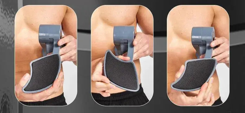 Gray plastic and black rubber textured surface hip abduction machine designed as a pelvic floor muscle trainer and buttock exerciser.