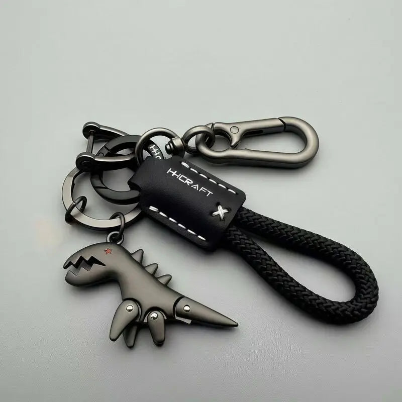 Cute Cartoon Dinosaur Keychain, Exquisite Leather Rope Key Ring for Women, Car Keychain & Bag Pendant Gift