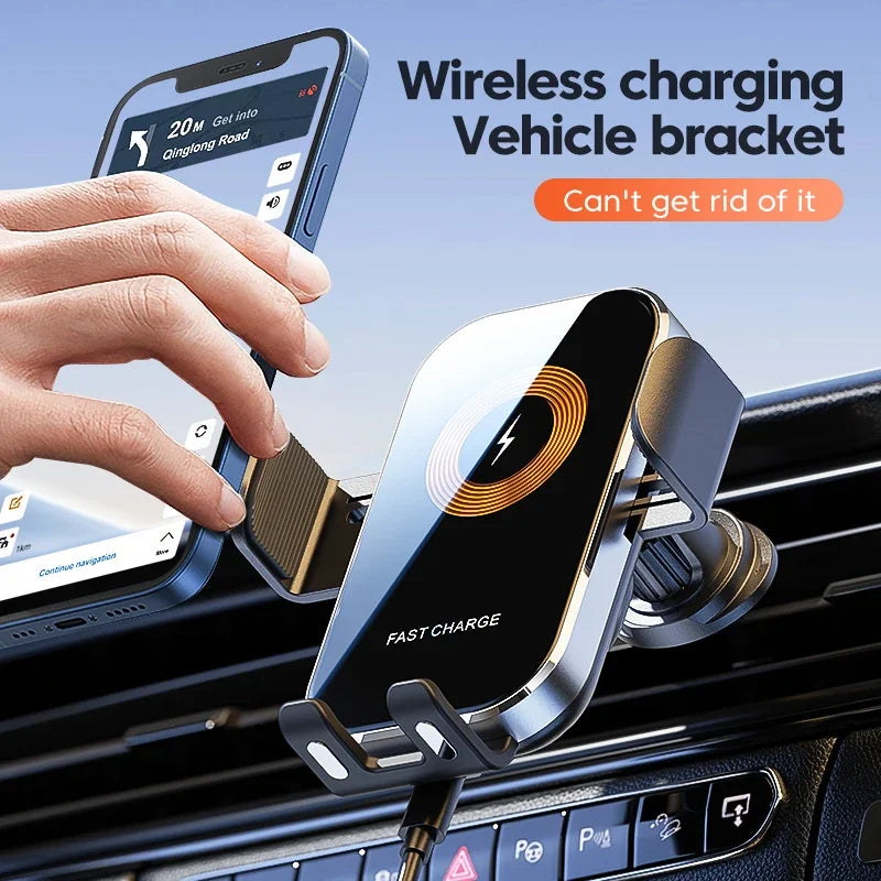 Universal Car Wireless Charger Auto Car Mount Phone Holder Stand 15W Fast Charging For Smartphone Intelligent Sensing