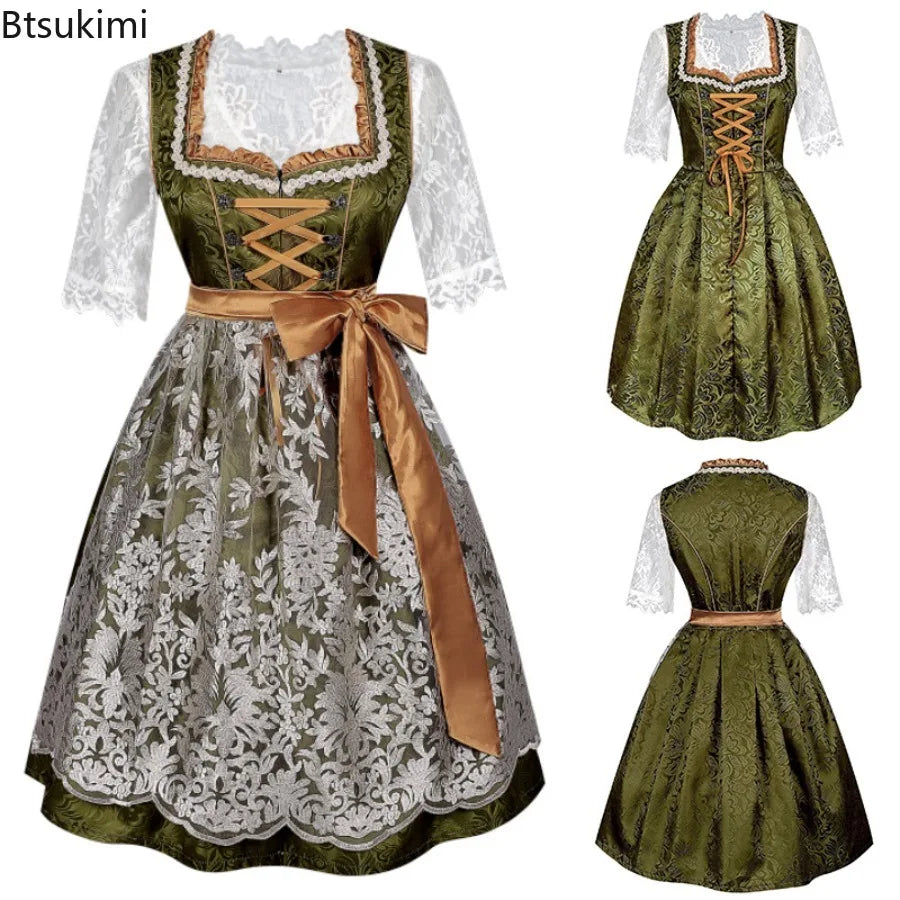 European Beer Festival Costume Plus Size Dress Medieval Traditional Bavarian Clothing Halloween Manor Maid Dress Cosplay Costume