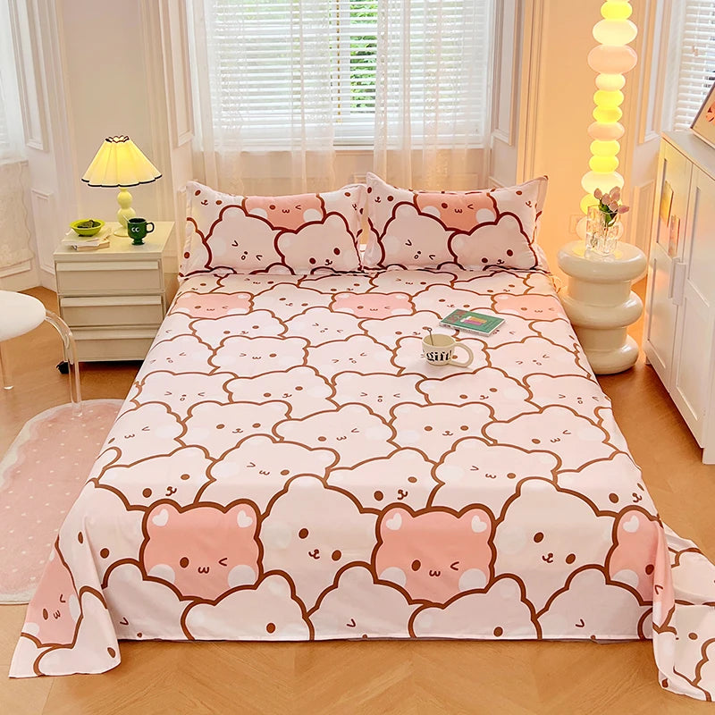 Bedroom Sheet Gorgeous Flowers Cartoon Printing Bedding Sheet PillowCase Bedding Fashion Exquisite Printing Sheet 1pc or 3pc/Set