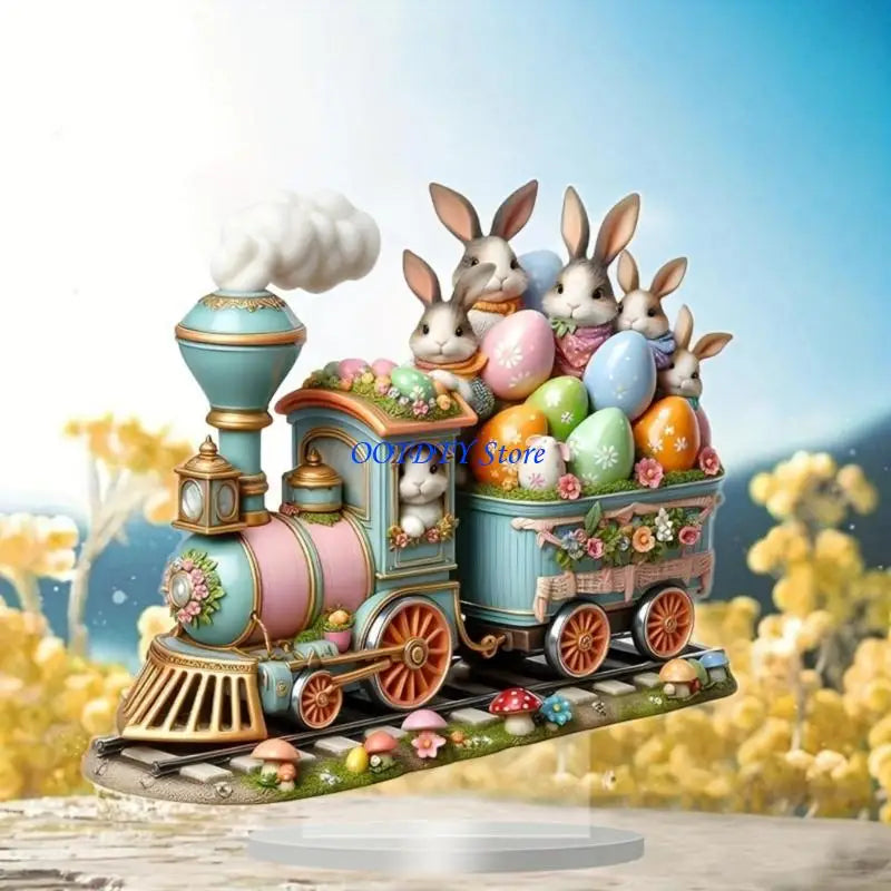 367A Easters Eggs Rabbit Statue Shelf Decors Accent,Easters Decors Figurines for Home