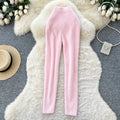 Women Faux Mink Cashmere Leggings High Waist Warm Knitted Thermal Pants Soft Elastic Slim Fit Winter Bottoms Female Casual Home