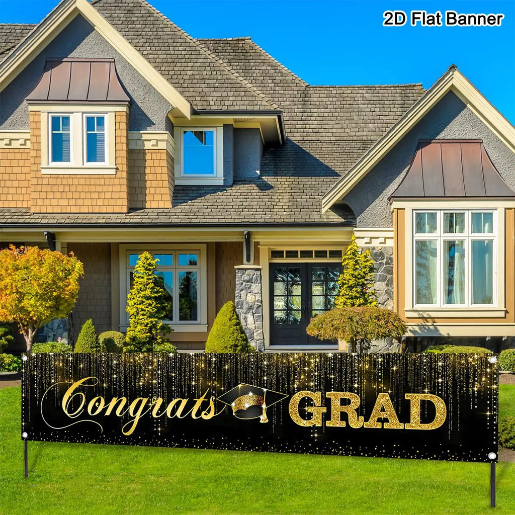 Congrats GRAD Banner Happy Graduation Banner Congratulations Graduation Backdrop Photo Props Graduation Party Supplies