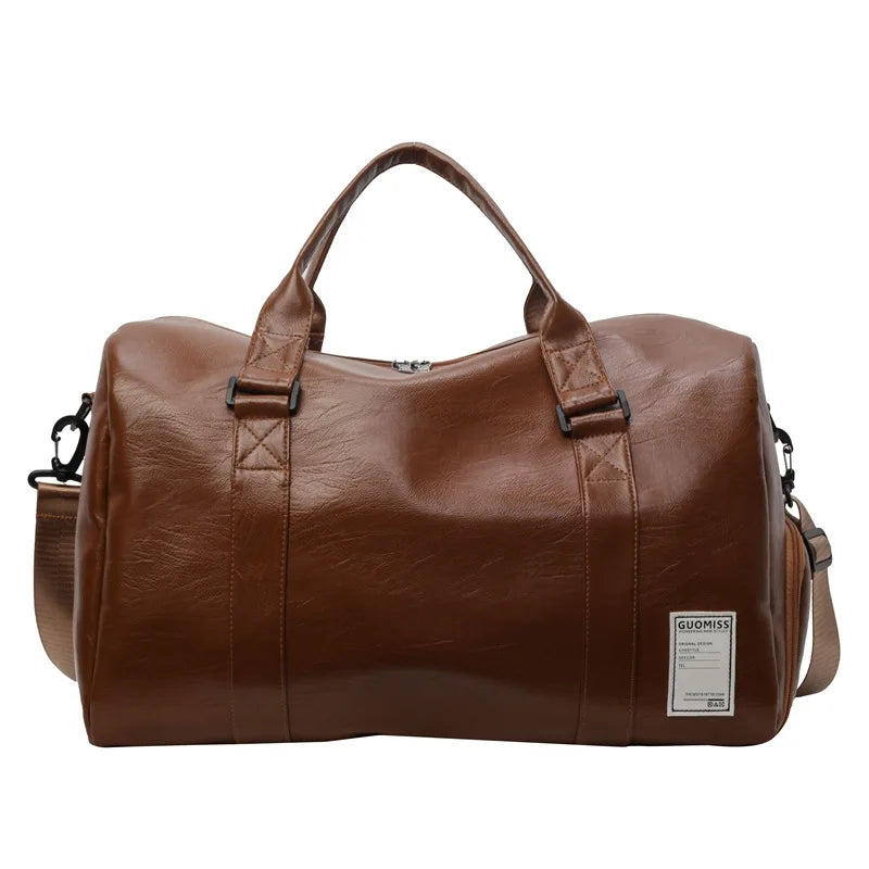Fashion Going Out Sports Fitness Bag Wet and Dry Separation Handbag Men's Leather Luggage Bag Women's Large-capacity Travel Bag