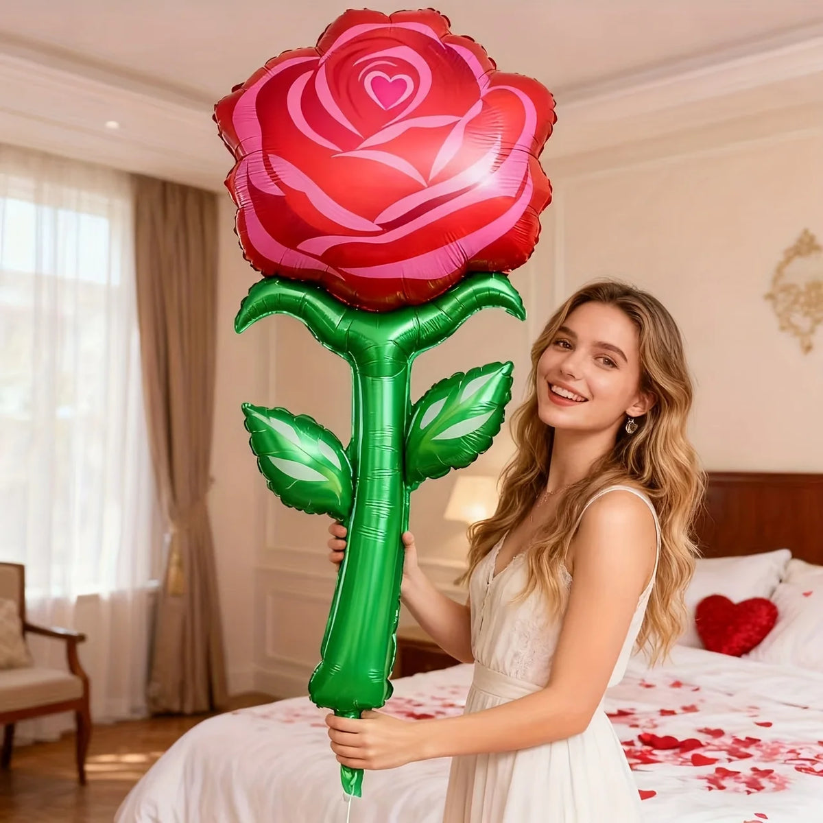 1pc Large Simulation Rose Balloon Anniversary Wedding Birthday Party Decoration Photography Props Room Decoration Flower Ballon