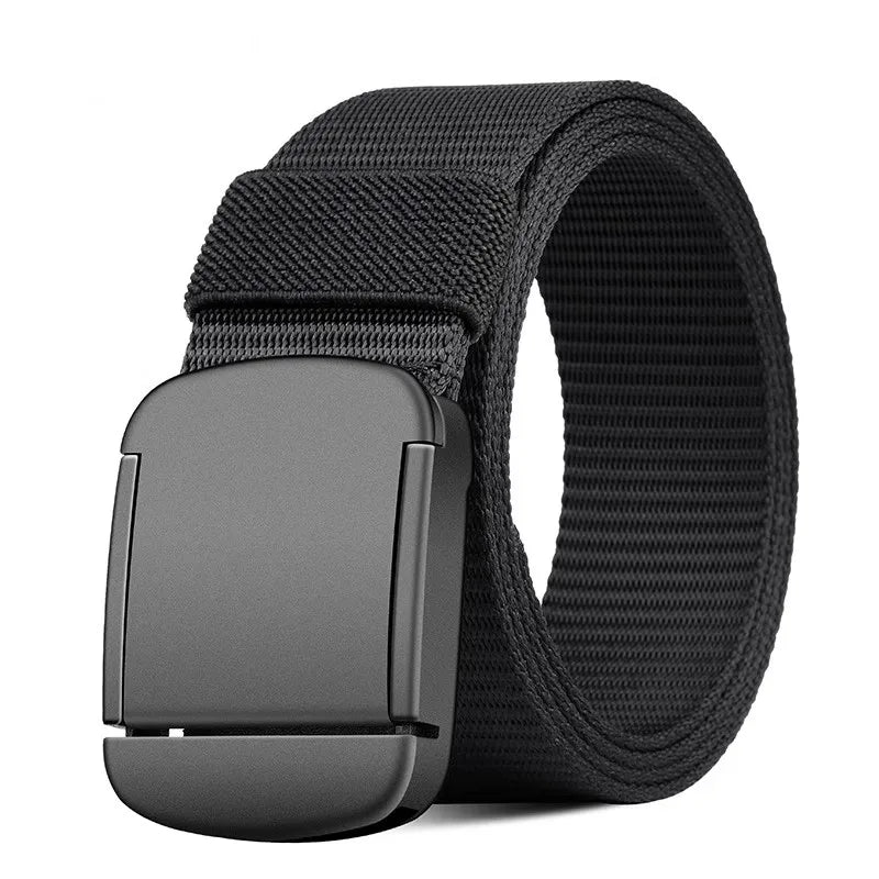 Men's Casual Belt, Non-Metallic Automatic Buckle Canvas Belt, Men's Jeans Belt, Suitable for Outdoor and Daily Matching