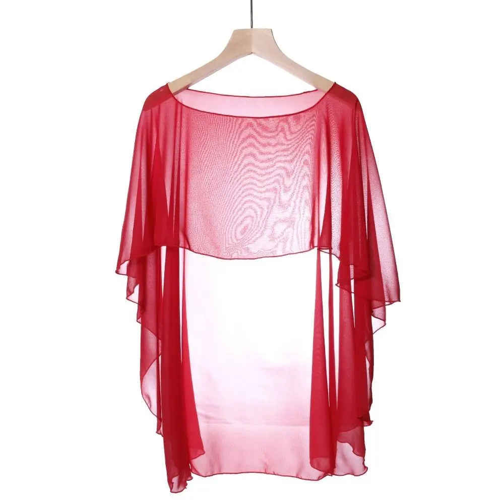 New Fashion Soft Wedding Capes Long Solid Color Chiffon Shrug Sunscreen Wraps Womens Ladies