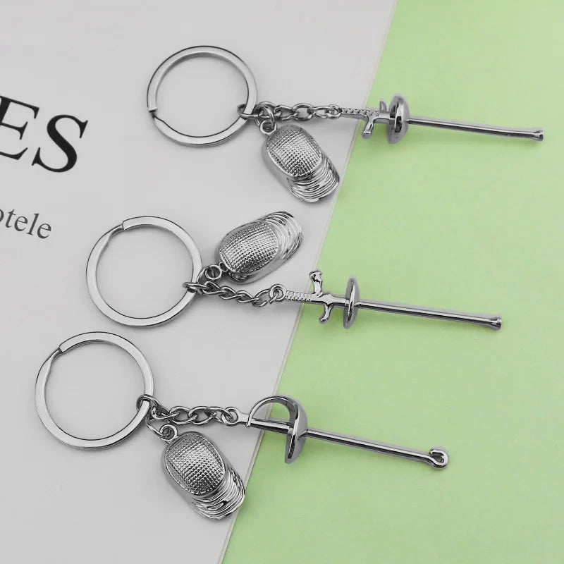 Fencing Keychains Sports Keychain for Key Swords Jewelry for Man