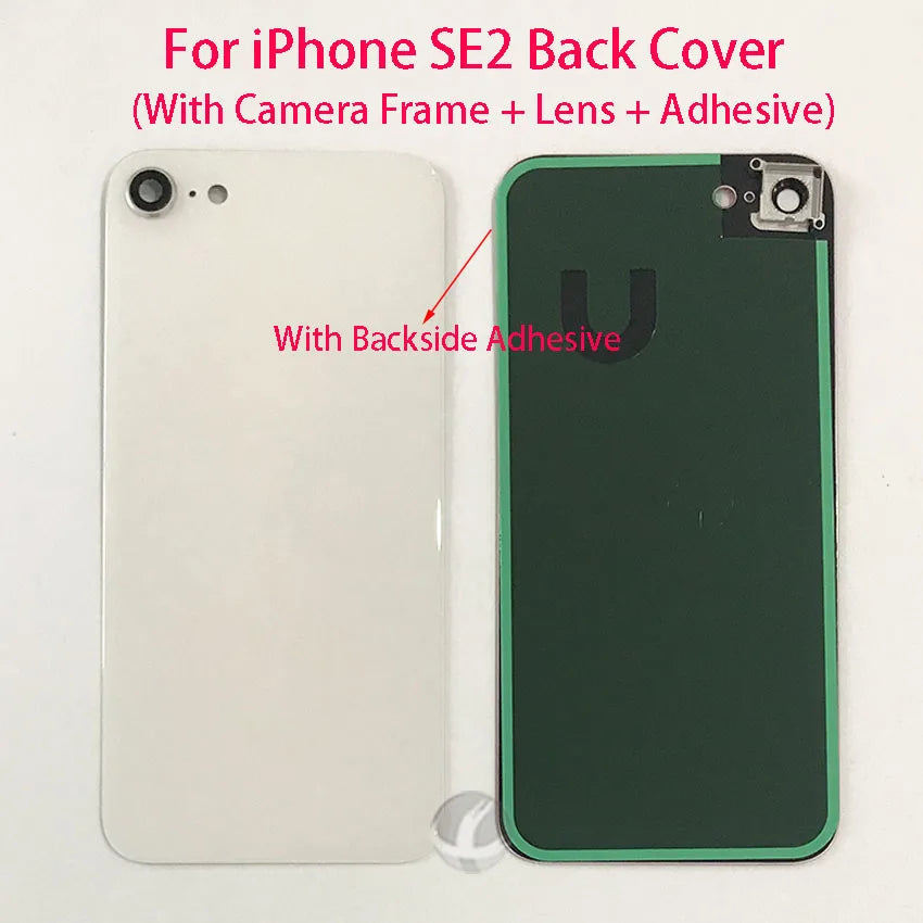 Back Glass Housing + Camera Lens Frame For iPhone 8 8P SE2 SE3 Plus Rear Battery Cover With Backside Sticker