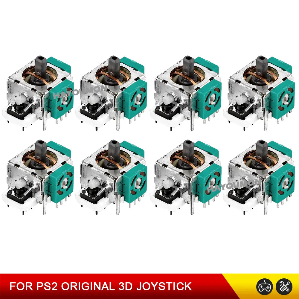 eight teal and silver ps2 original 3d analog stick joystick replacements for ps2 controllers