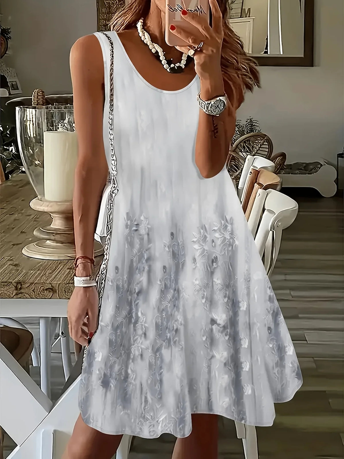 Ethnic-Style Women's Spaghetti-Strap Dress Summer Boho Beach Dress Casual Loose-Fitting Dress Women's Fashionable Vacation Top