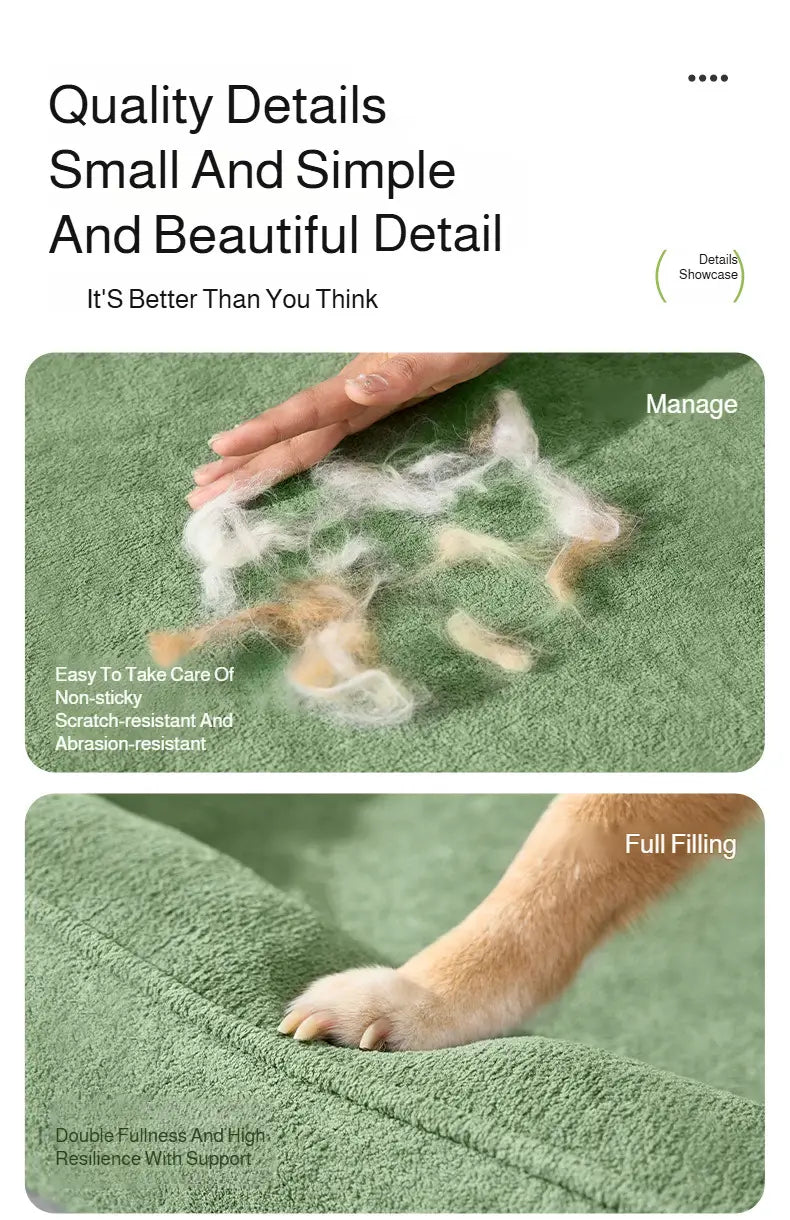 Cama para perros con cojín tubular acolchado verde, que presenta un cojín para mascotas lavable elaborado con un material de toalla suave y denso, con una superficie no pegajosa