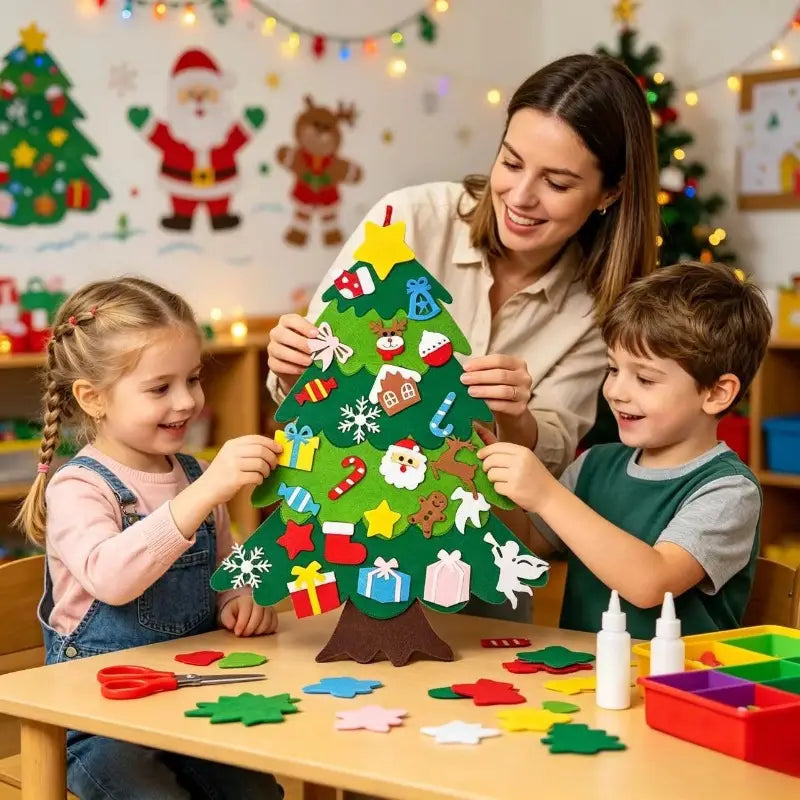 DIY Christmas Trees, Wall-mounted Christmas Tree Decorations, Removable Ornaments, Festive Craft Door Hangings, and Home Decor