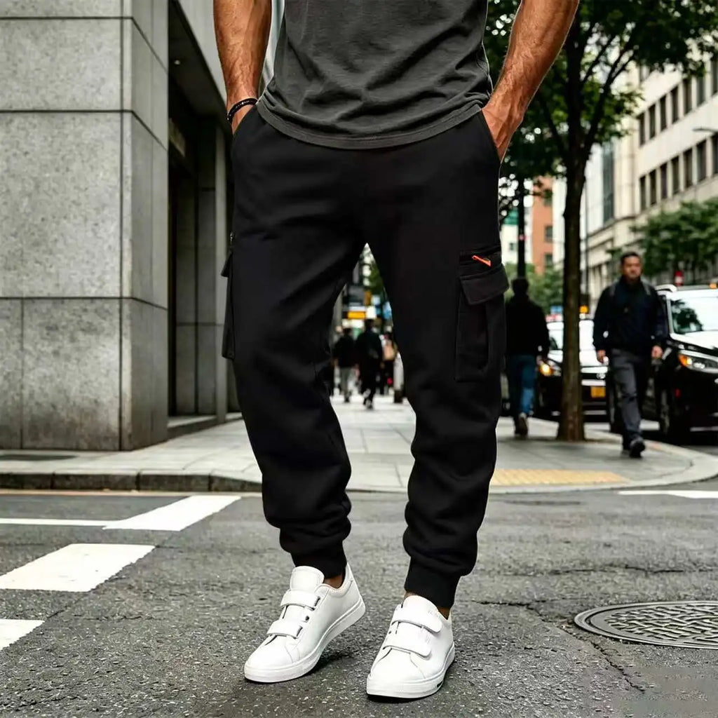 Men's Cargo Pants 2026 New Casual Loose Autumn Winter Straight Baggy Pants Multi-Pockets Solid Color Pinting Sweatpants