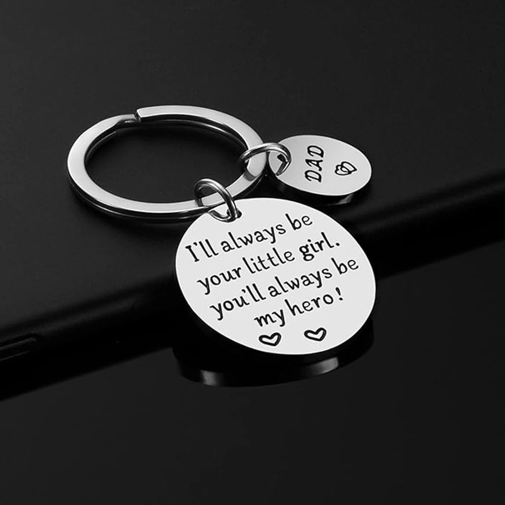 Father’s Day Gift Dad Gifts from Daughter for Birthday Christmas Valentine’s Day Father Daughter Keyring Stainless Steel Jewelry