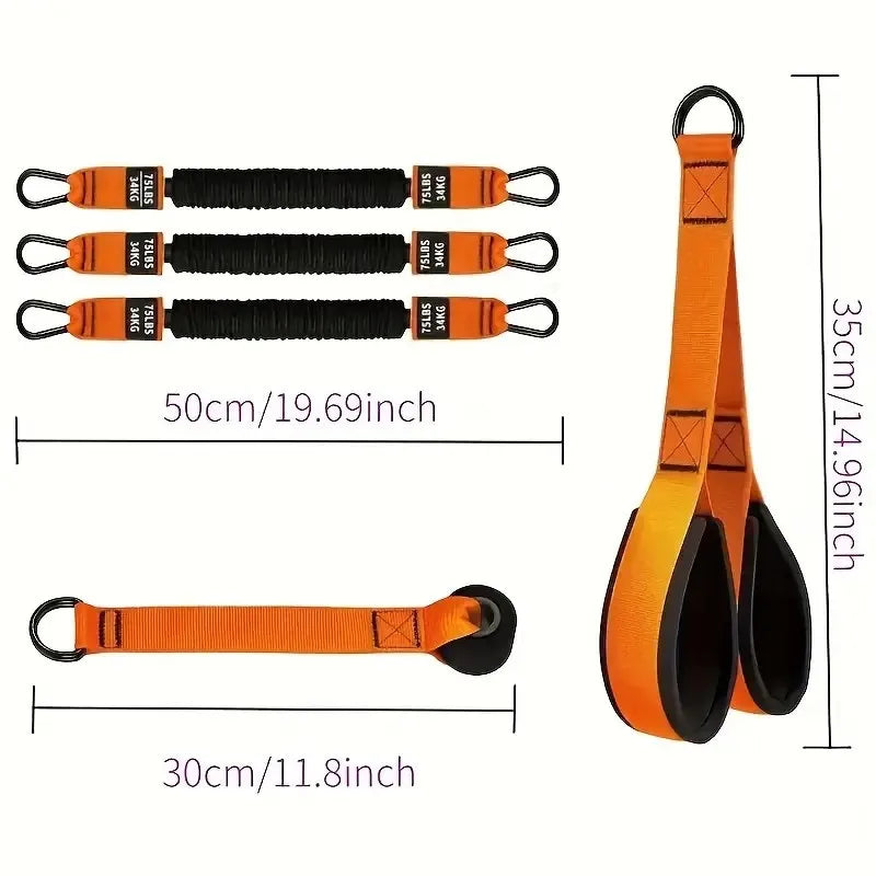 Stretching Strap Set - 5 Heavy-Duty Stretching Straps, Adjustable Weight/Size with Foot Pads, Stretching Strap Auxiliary Straps - Home Gym Strength Training, Pull-Up Suspension Straps, Universal Heavy-Duty Resistance Bands, A