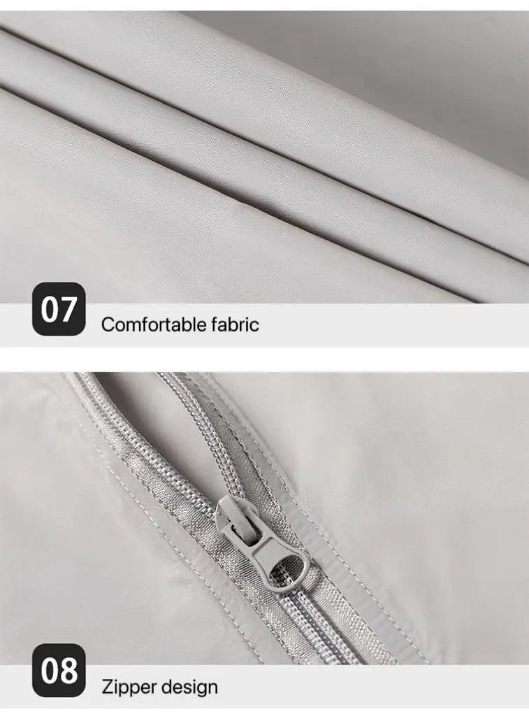 men sun protection windbreaker jacket in light gray soft fabric featuring a sleek zipper design