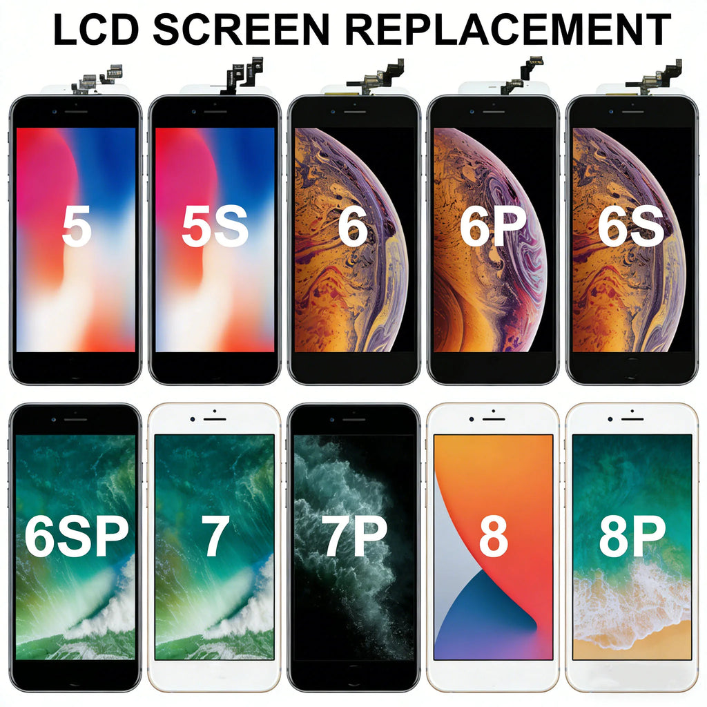 For iPhone 5 5C 5S SE 6 6S 7 8 Plus LCD Display Touch Screen Replacement For iphone 7G 7P 8G 8 Plus LCD Screen Tempered Glass