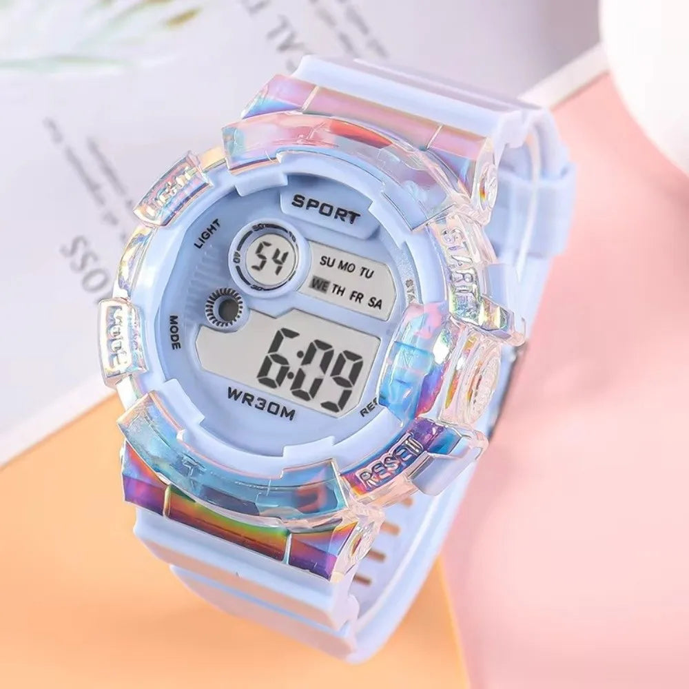 Waterproof Sports Kids Watches Night Light Alarm Clock Function Sports Clock Luminous Dial Digital Wristwatch Boys Girls