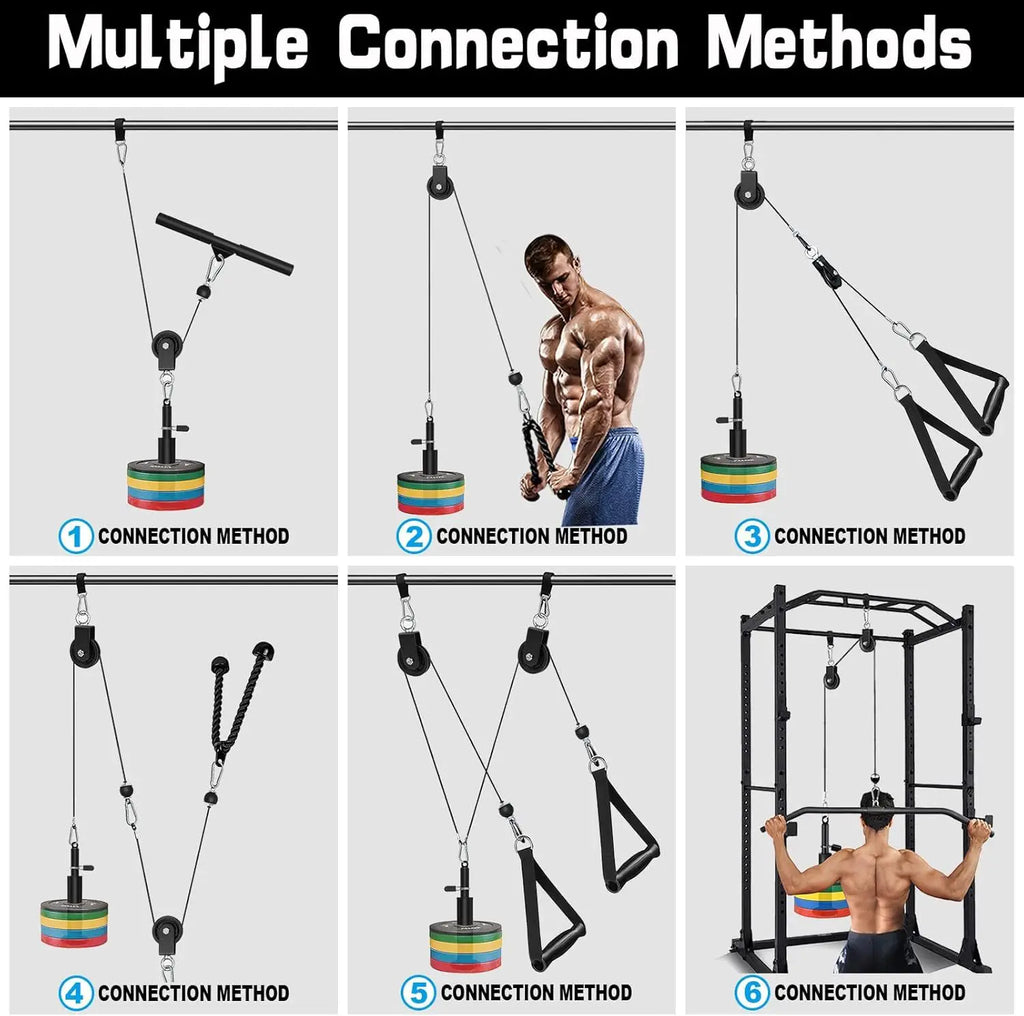 DIY Home Gym Complete Kit, Silent Stainless Steel Cable Pulley System for Lat Pulldown, Low Row and Chest Fly Strength Workout