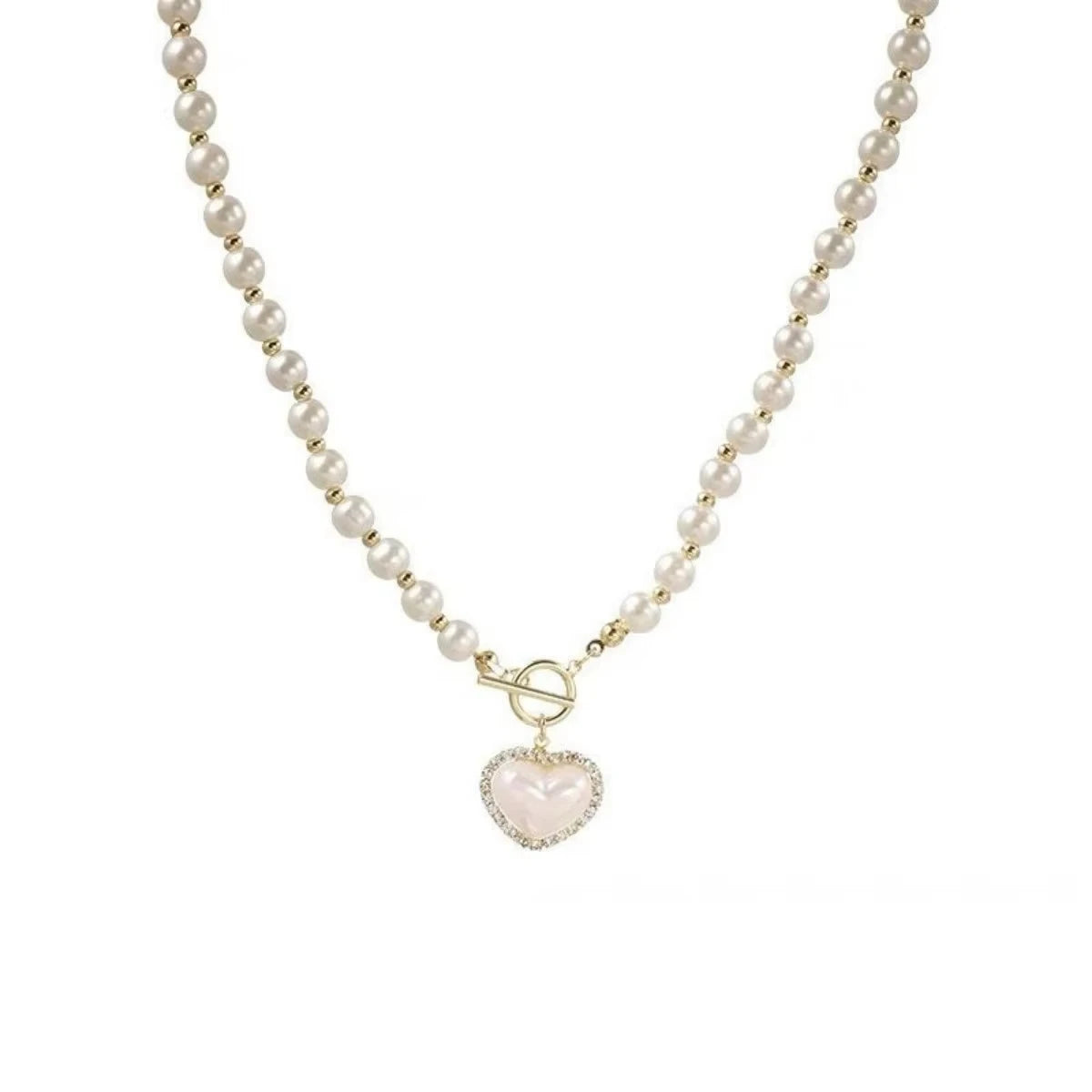 Elegant Pearl Necklace For Women Heart Pendant Necklaces Luxury Imitation Pearls Chain Necklaces Korean Jewelry Girls Gifts