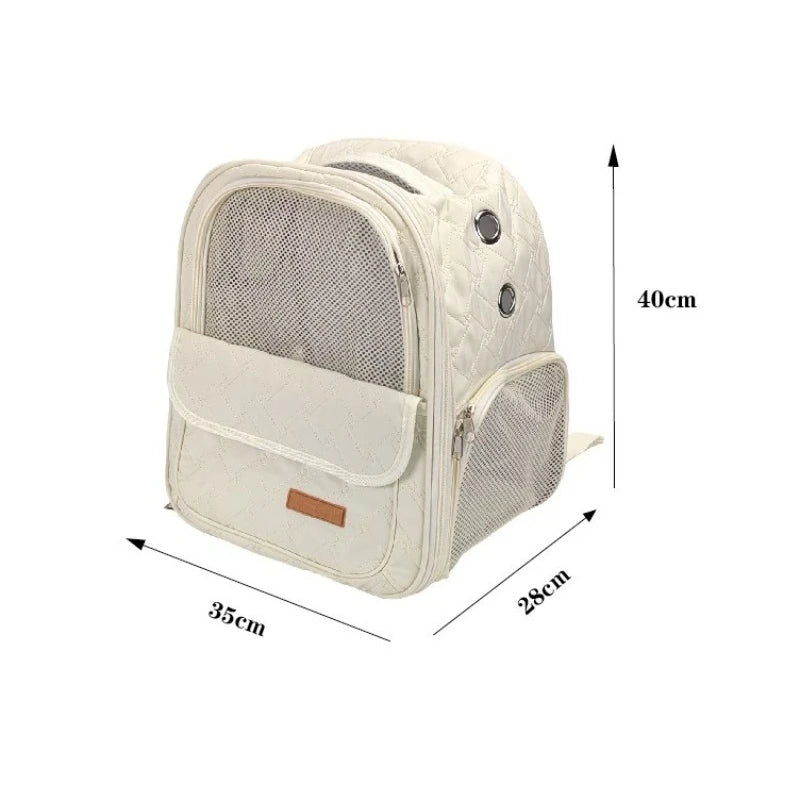 Pet Carrier Backpack Breathable Quilted Cat Travel Bag for Small Dogs Lightweight Portable Outdoor Mesh Carrier
