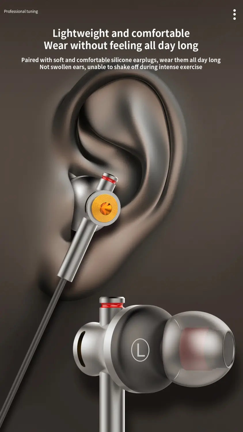 Usb c wired in ear gaming headphones with mic in silver and black featuring a sleek metallic finish and lightweight design.
